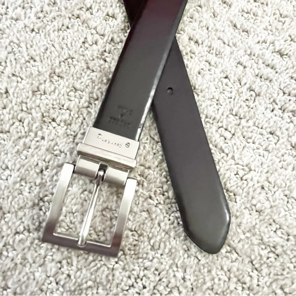 Calvin Klein Junior Boy Black Teen Brown Belt Sz M 30 Reversible Buckle Classic